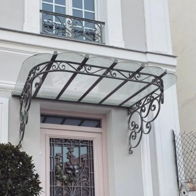 Canopy installation doors and windows with wrought iron awning brackets modern design
