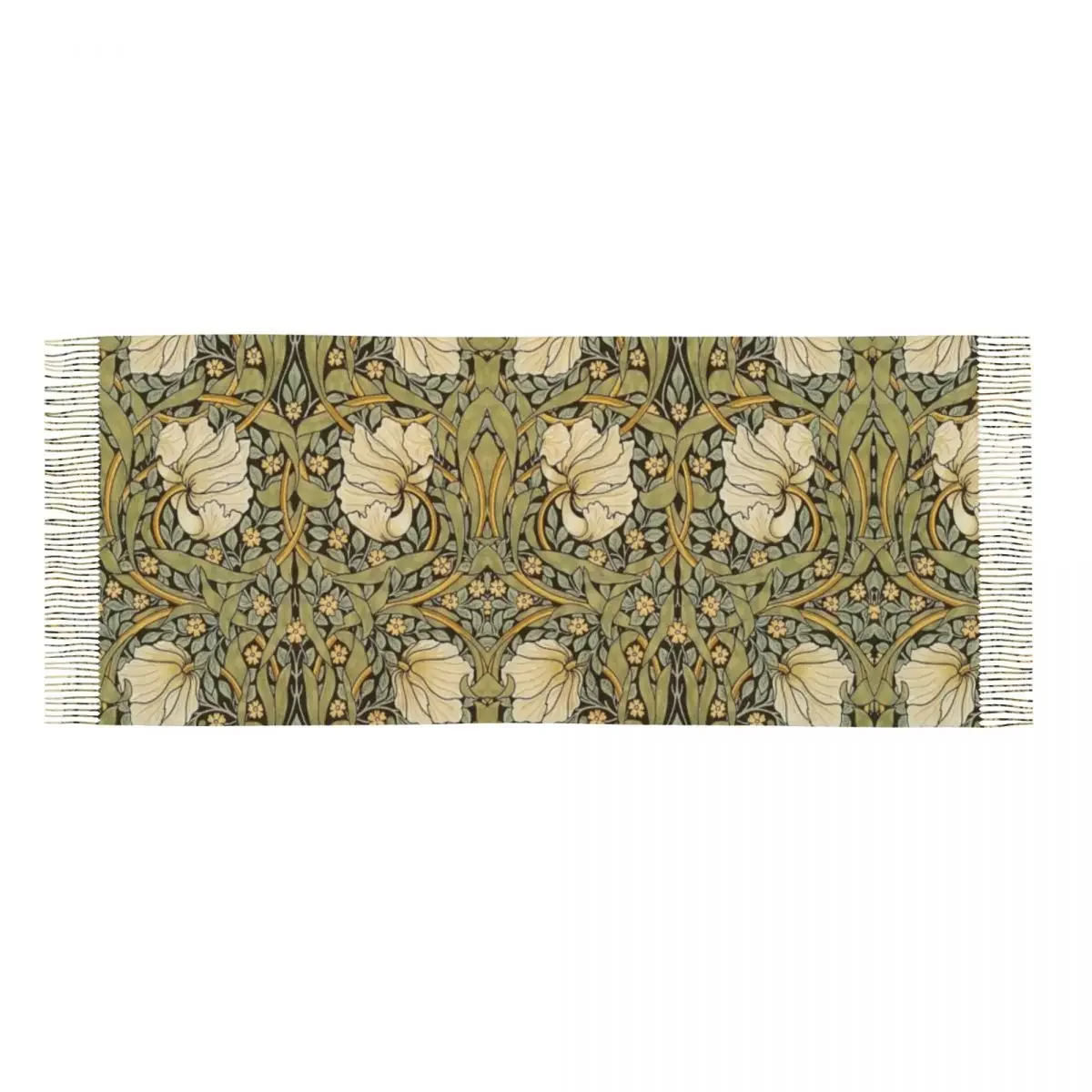 William Morris lenço de borla para mulheres, xales florais macios, estampa têxtil para senhoras, lenços de outono inverno