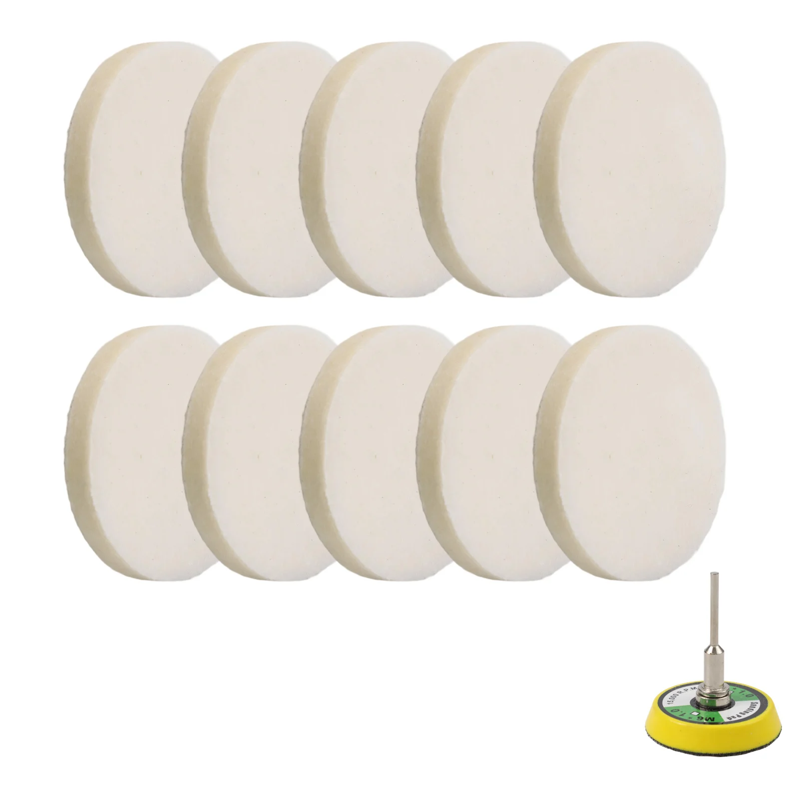 

11pcs 50mm Wool Felt Polishing Pads with Mandrel for Grinding Buffing Wheels on Metal Glass Wood Plastic Stone