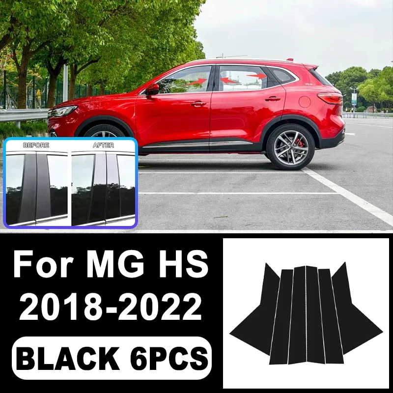 

For MG HS 2018-2022 Piano Black B C Pillar Stickers, Easy Install PC Window Trim Anti-Scratch Exterior Styling Parts 2021 2020