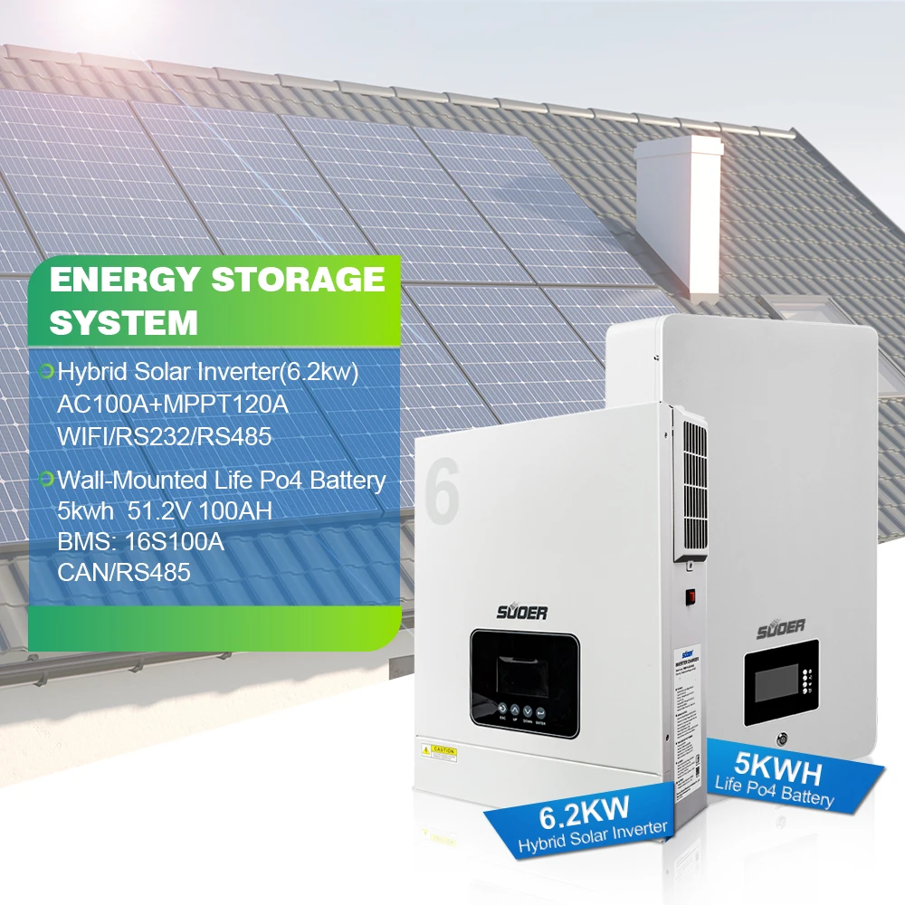 

Super New Trend 6.2kw Solar System With 5Kwh Lifepo4 Battery Hybrid Inverter Home Hybrid Solar Energy System