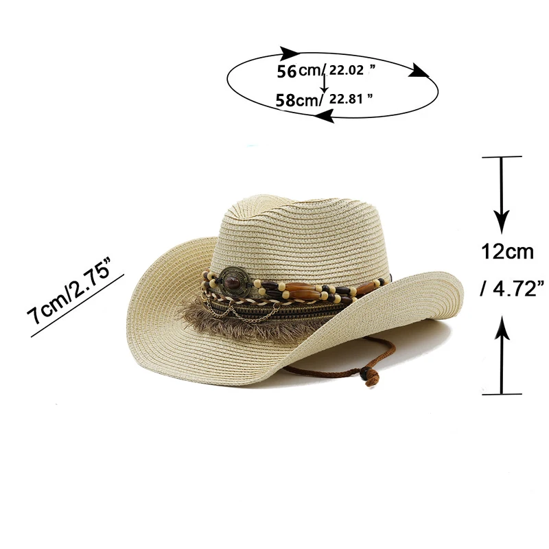 New Shell Tassels cowboy Straw Hats Summer Cooling Beach Sun Hat for Women Men Trendy Woven Breathable Sun Protection Jazz Hat