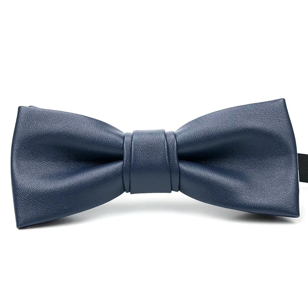 Camicia con cravatta retrò testurizzata con fiocco in pelle PU classica tinta unita regolabile morbida da uomo