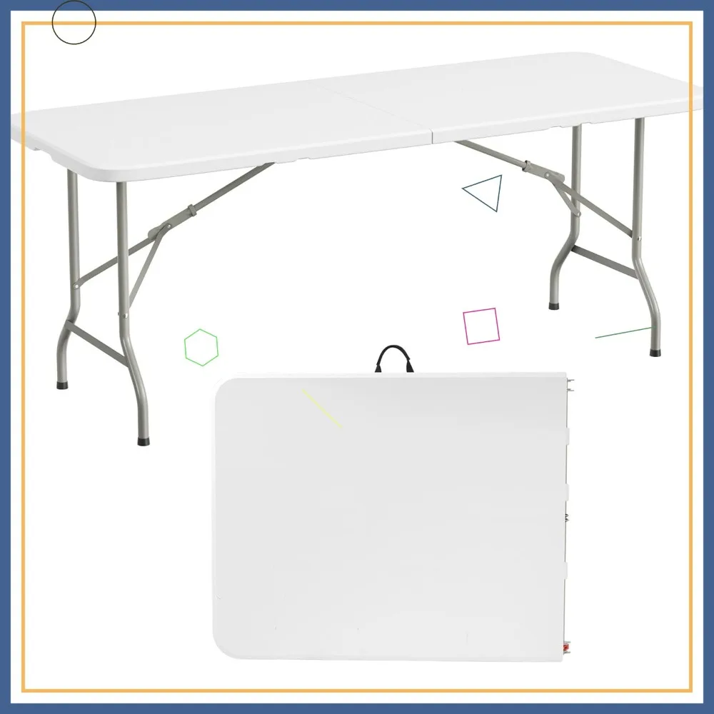 

6FT Heavy Duty Folding Table Indoor Outdoor Waterproof Portable for Camping Picnic Party