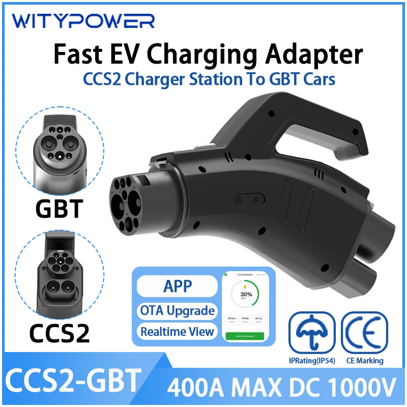 

WityPower DC CCS2 to GBT EV Адаптер зарядного устройства 400 кВт Макс. Преобразователь станции быстрой зарядки 100 В-1000 В Адаптер зарядного устройства для электромобиля