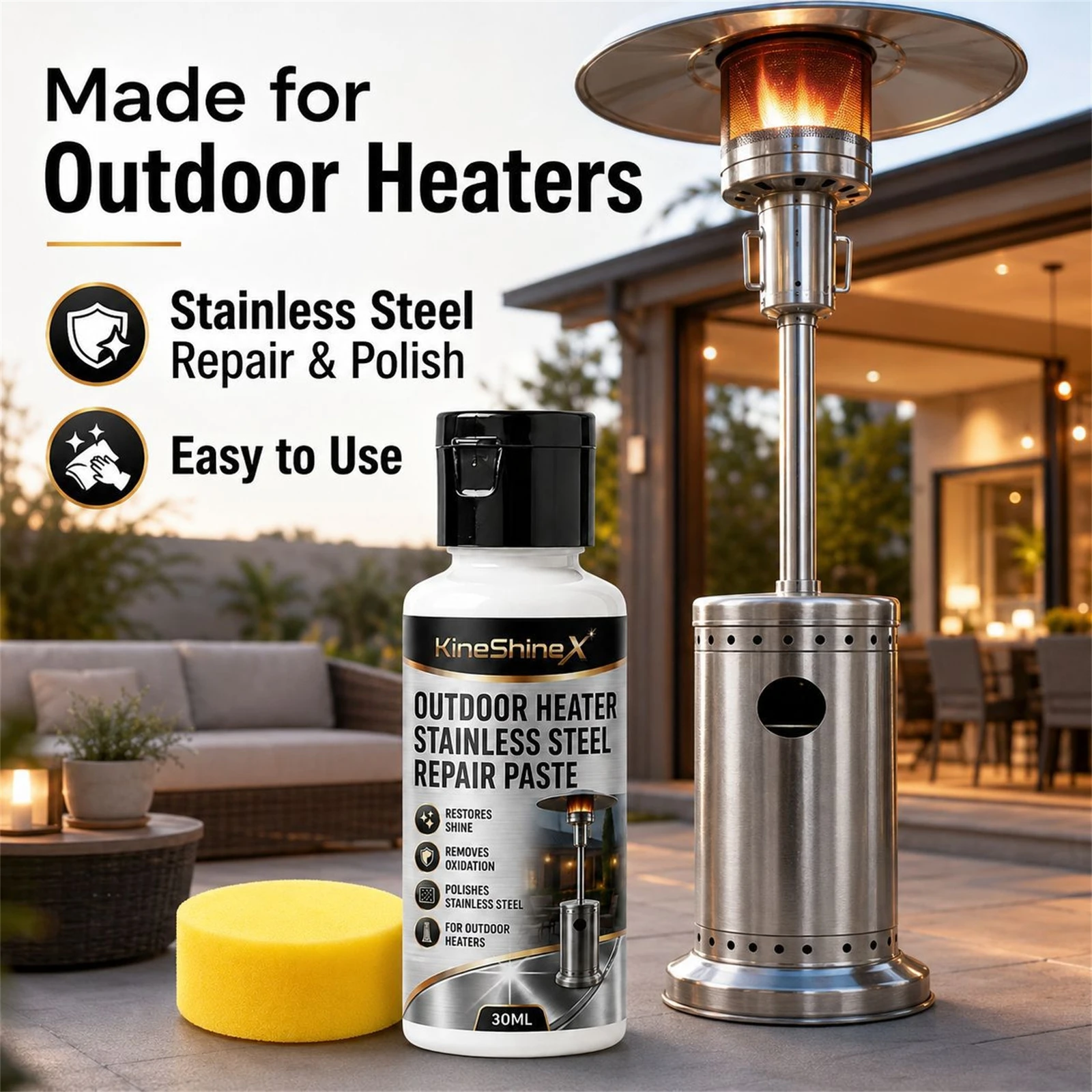 Homeowners Stainless Steel Repair Paste Oxidation Remover for Patio Heater BBQ Grill Metal Railing Polishing Care Agent