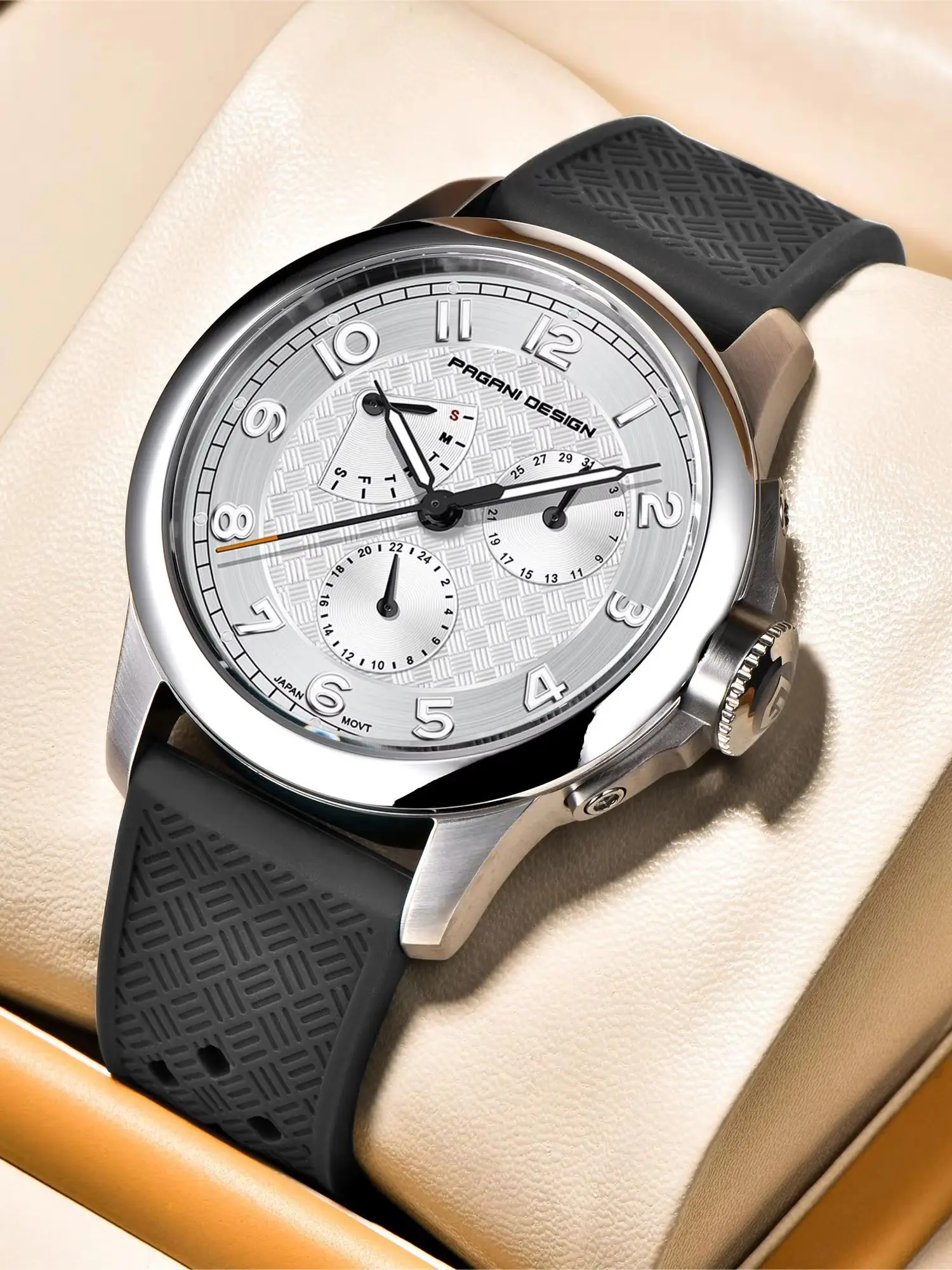 

PAGANI DESIGN PD1780 Quartz Watch Japan VH88 40mm Sapphire Glass Silicone Strap Men's Casual Wristwatch reloj hombre