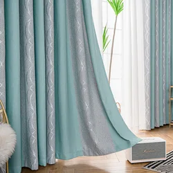 New Nordic modern minimalist high blackout eight-character jacquard curtain living room bedroom hotel curtain fabric 1