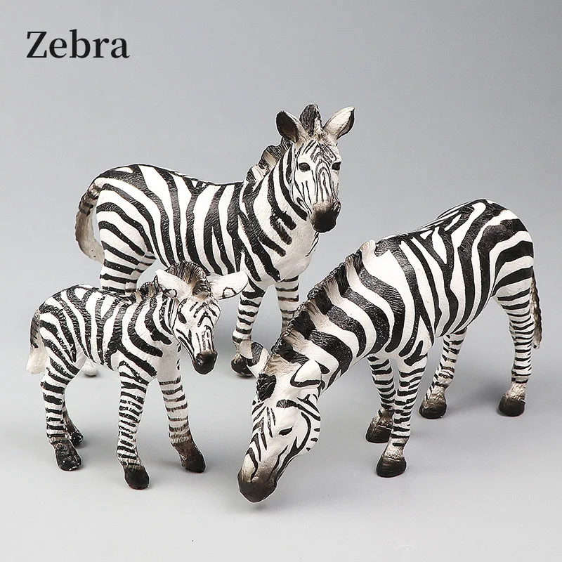 Afrykańska Dzikie Przyroda Świat Zebra Zwierzęta Zestaw Modeli - Edukacyjne Figurki Akcji Symulacyjne Zabawki dla Dzieci