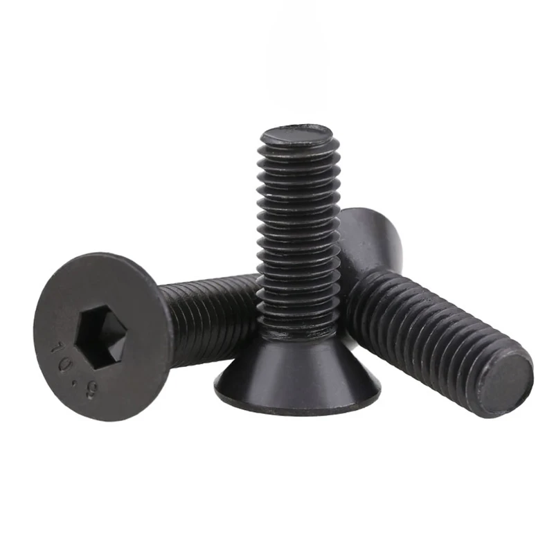 10PCS/Lot, Hexagon Socket Flat Countersunk Head Screw Carbon Steel UNC 1/4-20 Hex Socket Bolts Machine Screw DIN7991