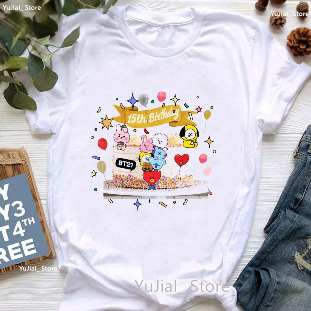 15th Birthday Queen Letter Print T Shirt Girls Funny Casual Tshirt Women Summer Short Sleeve T-Shirt Female Streetwear