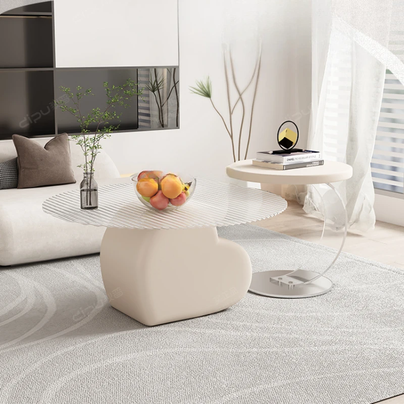 

Французский стеклянный чайный столик, комбинированный круглый простой домашний чайный столик для гостиной