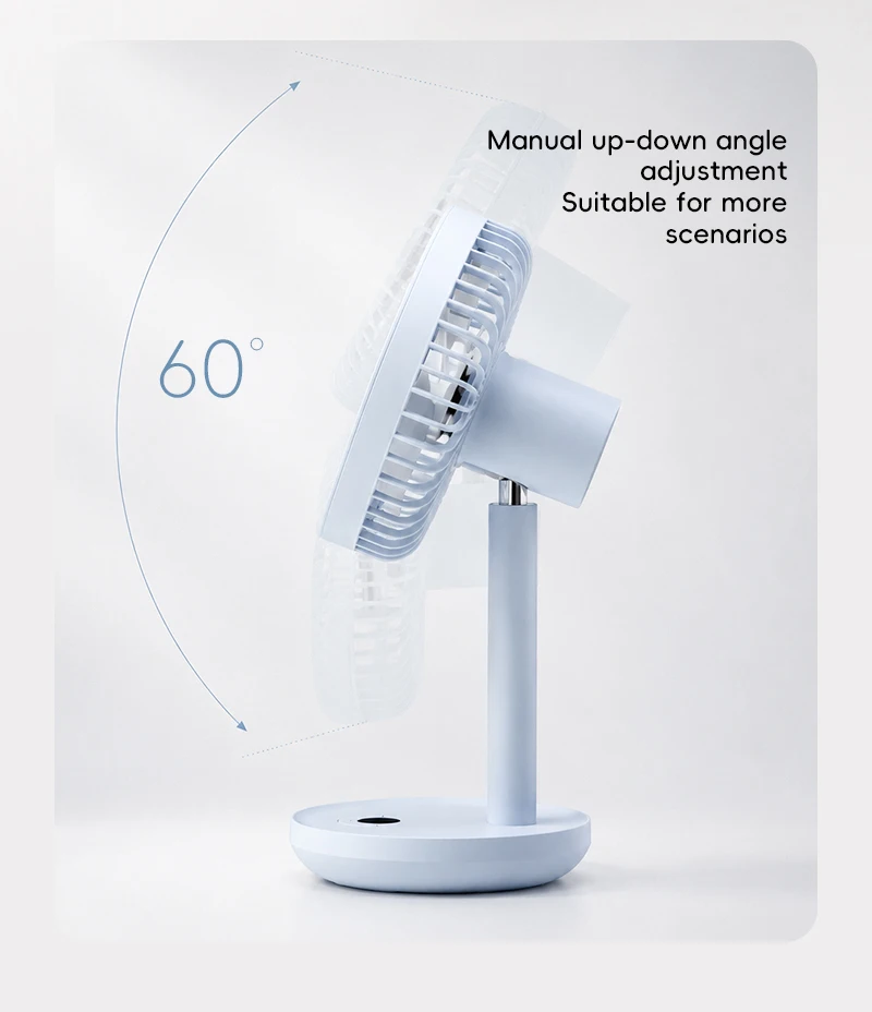 BLDC Oscillating Desktop Fan 4000mAh 5 Wind Speeds Silent Portable Rechargeable Fan with Timing Function for Home Room Gift