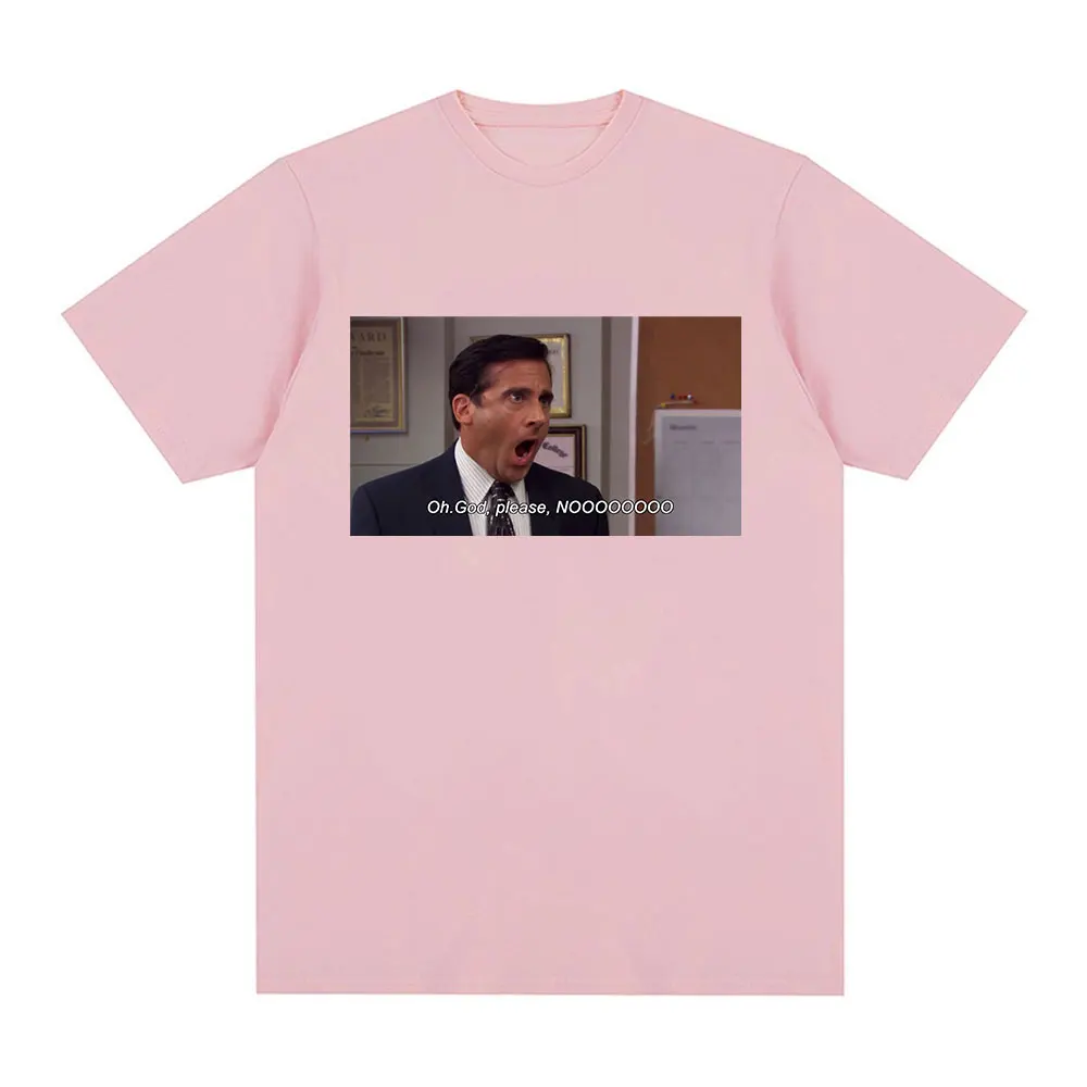 Michael Scott Homage The Office Men T Shirt Tv Series Oh God Please NO Graphic Short Sleeve T Shirts Cotton Oversized T-shirt