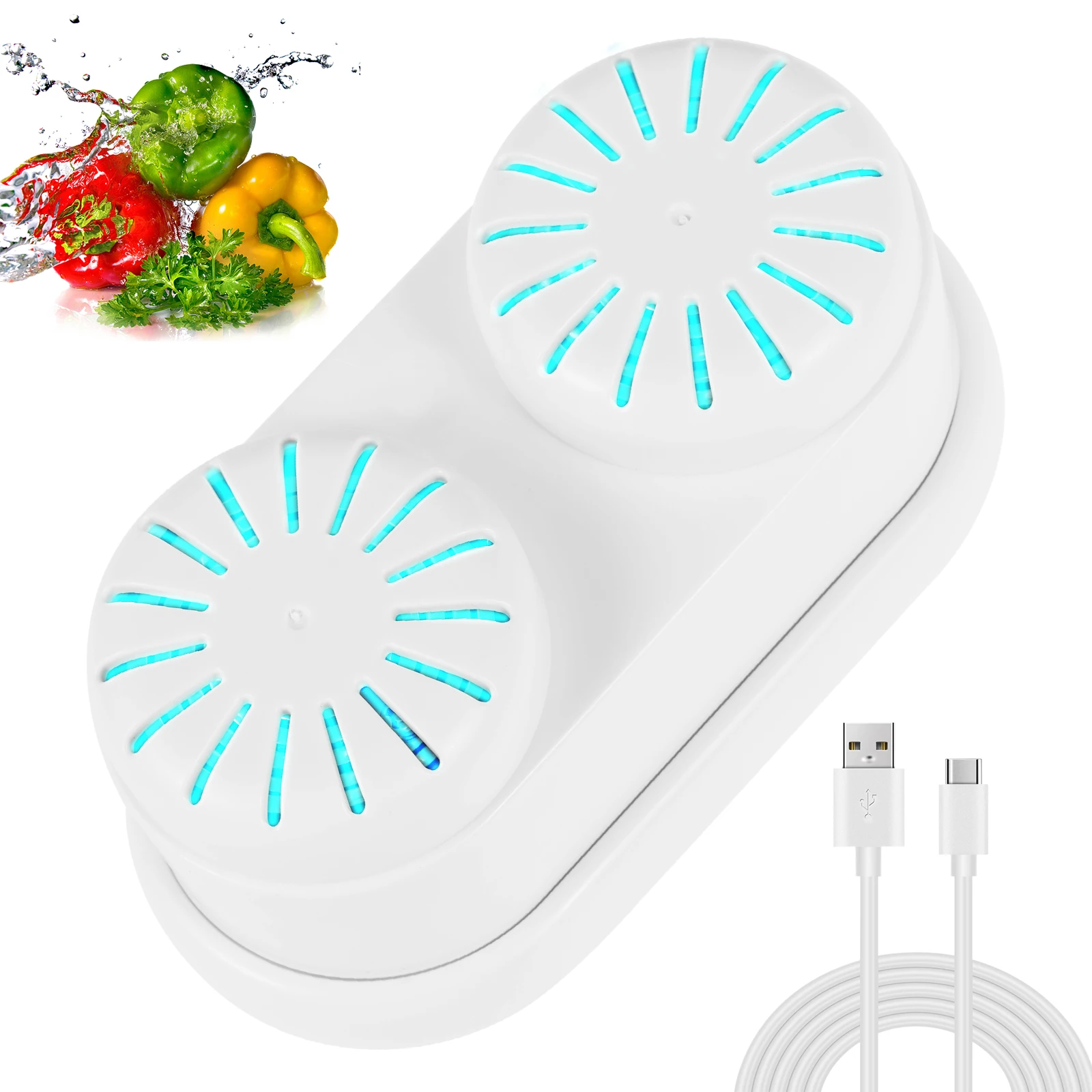 

Fruit and Vegetable Washing Machine 3000mAh USB Rechargeable Dual-Core Fruit Cleaner Device with 3 Gears Portable OH-ion Food