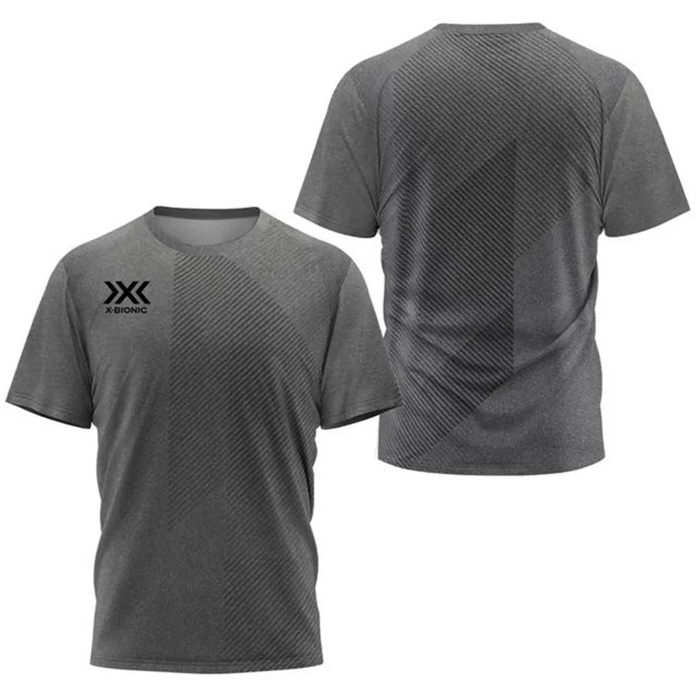 Camisola respirável de manga curta com o pescoço, camiseta popular de fitness e corrida, pulôver de secagem rápida, esportes ao ar livre, verão