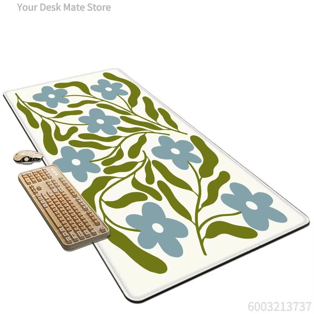 Soft Pink Abstract Flower Block Desk Mat Waterproof Non Slip Minimal Boho Floral Mouse Pad Ideal Gift for Aesthetic Desktop