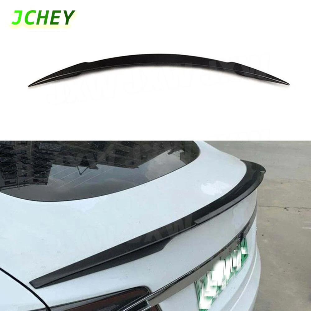 

JCHEY Carbon Fiber Rear Spoiler Boot Lid Duck Wings for Tesla Model S Sedan 60 70 75 85 90 D P85D P90D P100D 2012 - 2019 Car