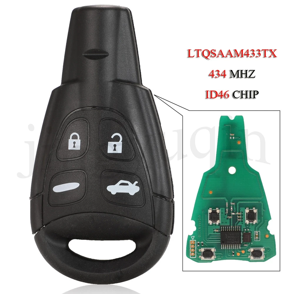 jingyuqin LTQSAAM433TX Remote Smart Car Key For SAAB 93 95 9-3 9-5 WF 4 Buttons 434MHZ ID46 PCF7946 Chip