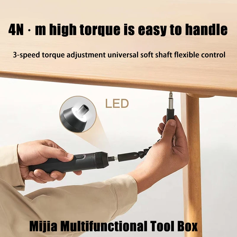 Xiaomi Mijia Set di attrezzi elettrici, cacciavite elettrico + 24 utensili manuali, scatola di ingegneria resistente alla pressione, riparazioni domestiche