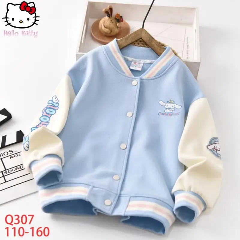 

Куртка для девочек Hello Kitty, весенне-осенняя, новая, в стиле кавай, аниме, модная бейсбольная куртка, повседневная милая куртка для подростков