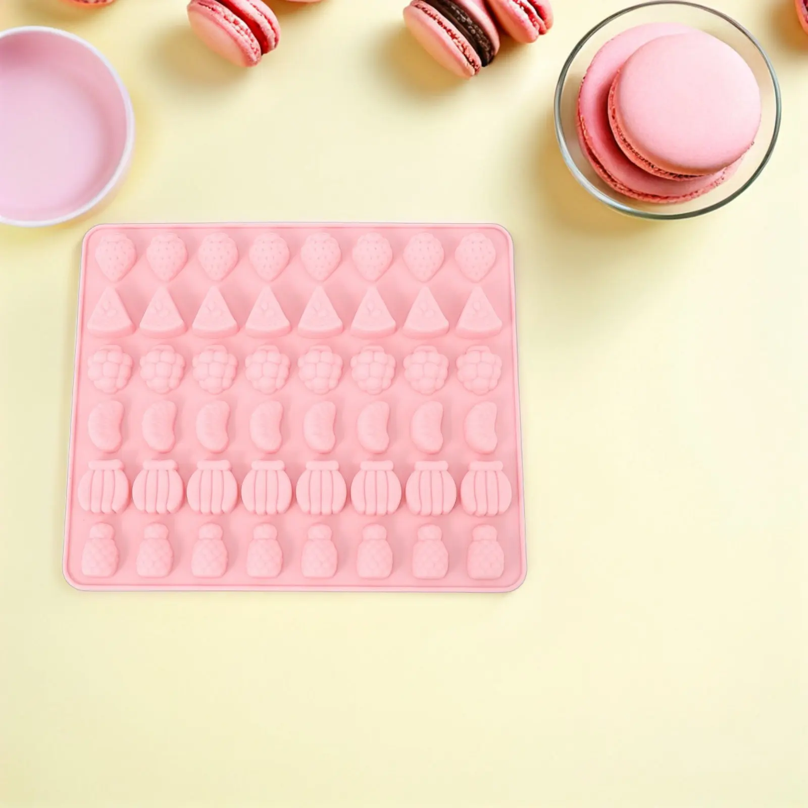 2 Moldes de Silicona para Chocolate con Forma de Frutas (Fresa, Piña, Sandía) para Hacer Dulces, Fondant, Pasteles, Gelatinas, Bocadillos y Cubitos de Hielo