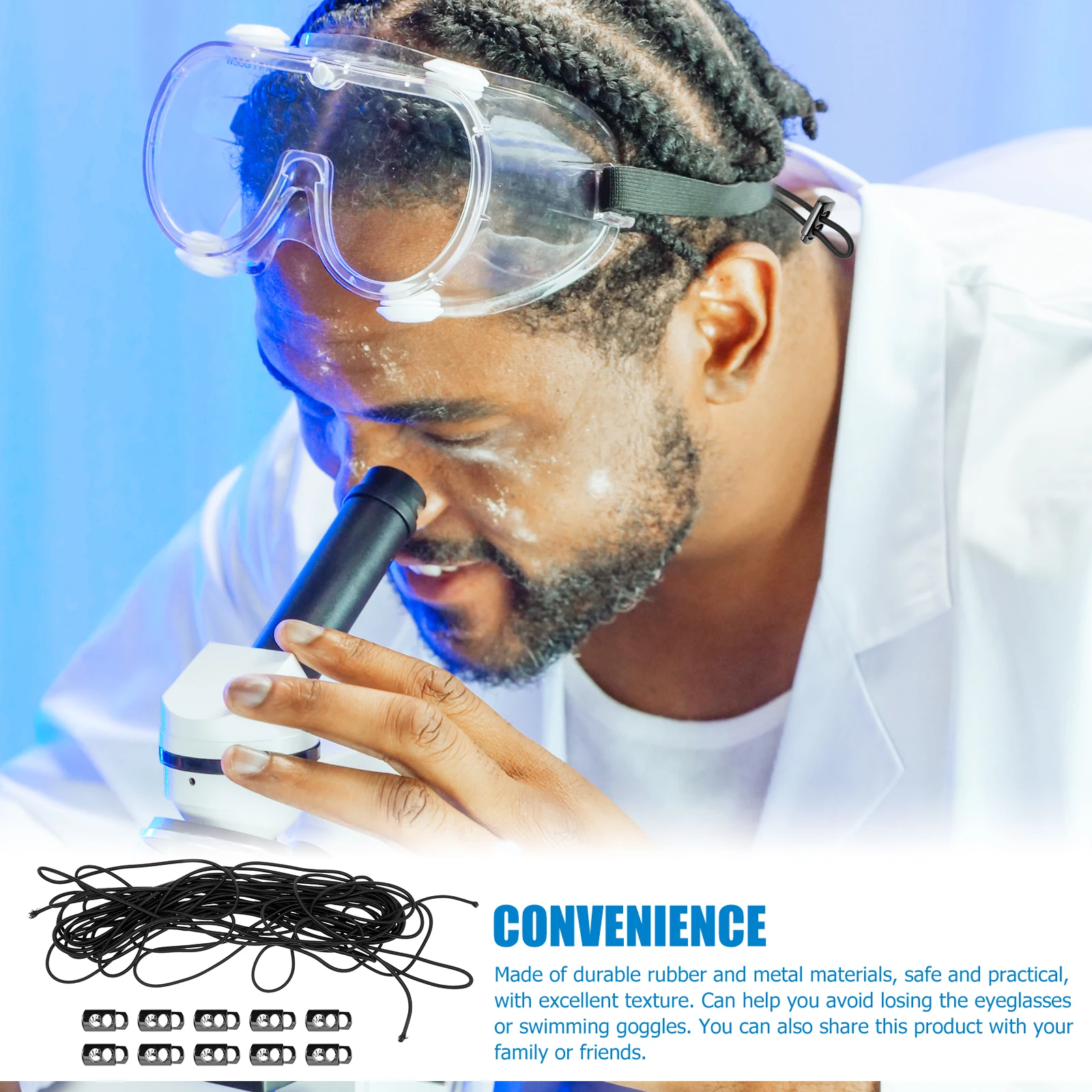 

10 set Elastic Rope Kit Black Adjustable Non-Slip Goggle Strap For Swimming Glasses Wear-Resistant Replacement Fixing Chain