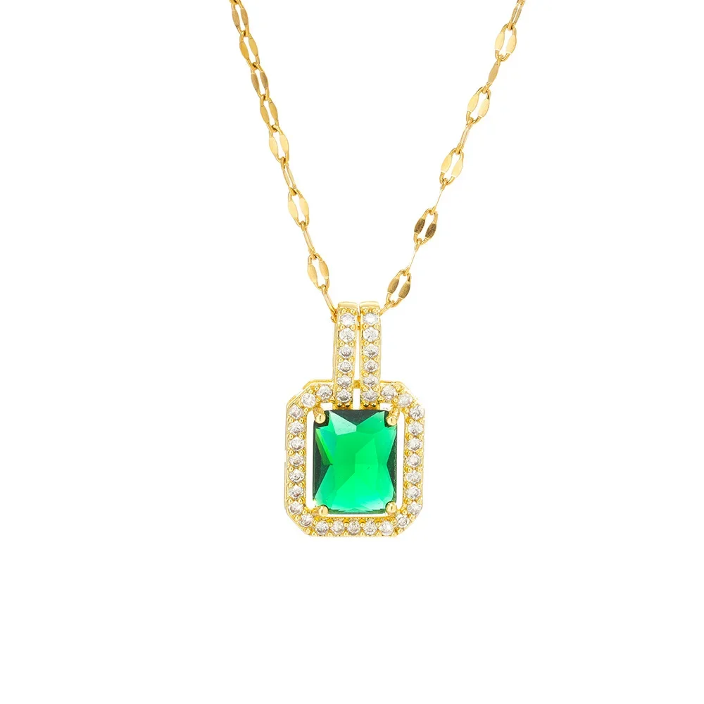 

The latest high-end full-diamond solid square zirconium stainless steel necklace in 2025