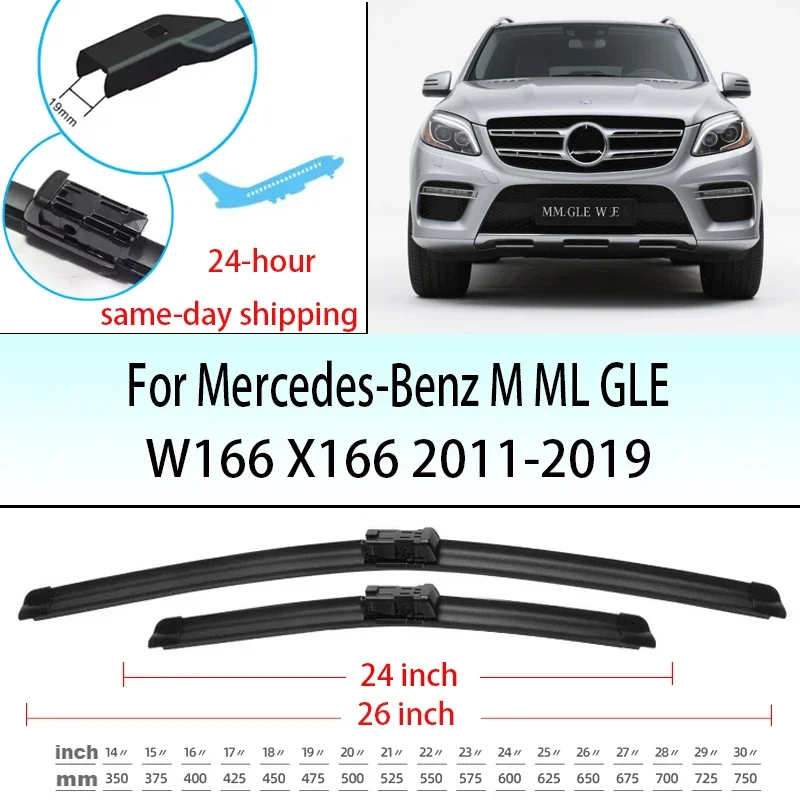 

For Mercedes-Benz M ML GLE W166 X166 2011-2019 2012 2013 Wiper Front Wiper Blades Windshield Windscreen Window Brush 26"+24"