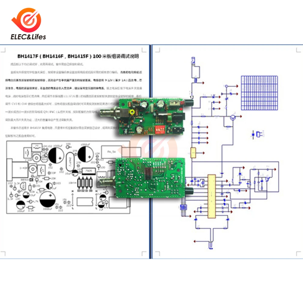 BH1417F FM Transmitter Radio Transmitter Module 12V PLL Stereo Digital Radio DIY Kit Wireless Transmitter Module BH1416F Module