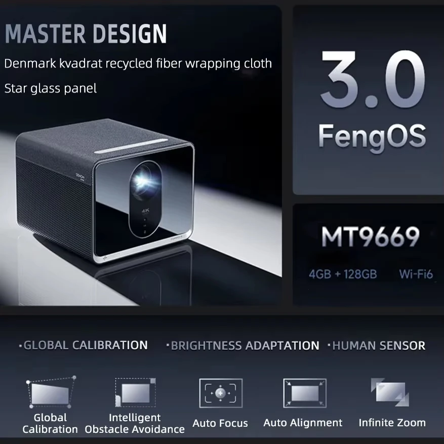 

Проектор Formovie X5 Pro 4K с лазерной технологией, 4500 ANSI люмен, ALDP, Android Smart Projector, 128 ГБ памяти, домашний кинотеатр, лучший проектор для дома.