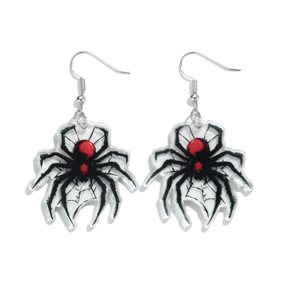 Horrible Acrylic Black Blood drop Spider Insect Drop Earrings Scary Spider Earring for Women Halloween Jewelry Gifts