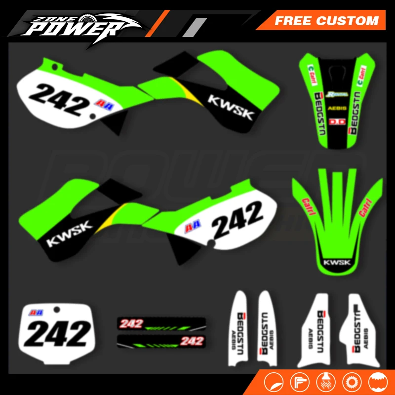 

Powerzone Full Set Motorcycle Graphics Decals Sticker Kits for Kawasaki KX125 KX250 KX 125 250 1999 2000 2001 2002