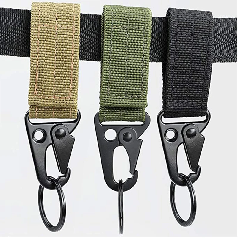 Military Tactical Hanging Key Hook Clip Clamp Buckle Nylon Webbing Molle Belt Carabiner Outdoor Strap Climbing Accessories