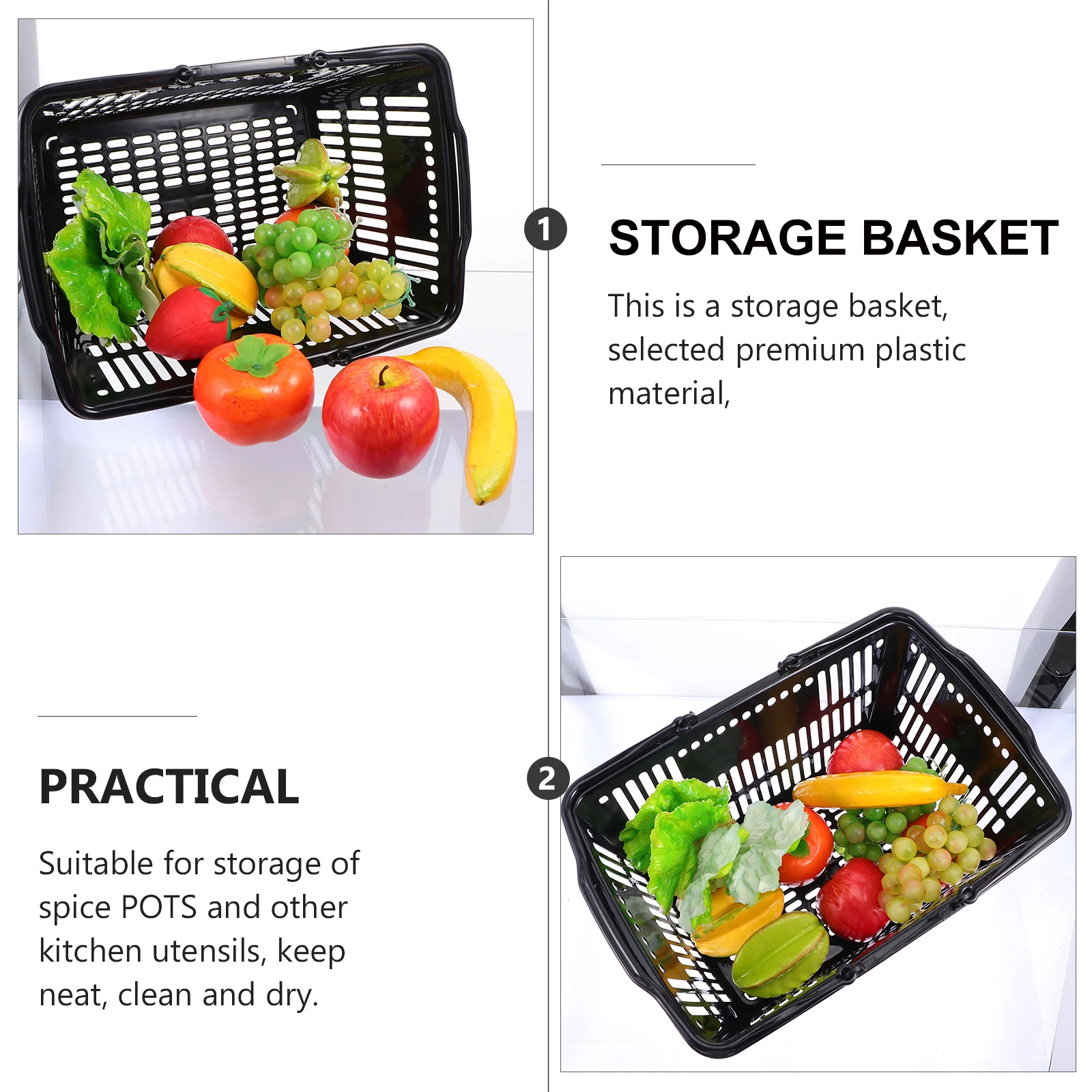 

1Pcs Plastic Storage Basket Portable Handheld Shopping Basket Bathroom Organizer Spice Jar Holder Kitchen Storage Organizer