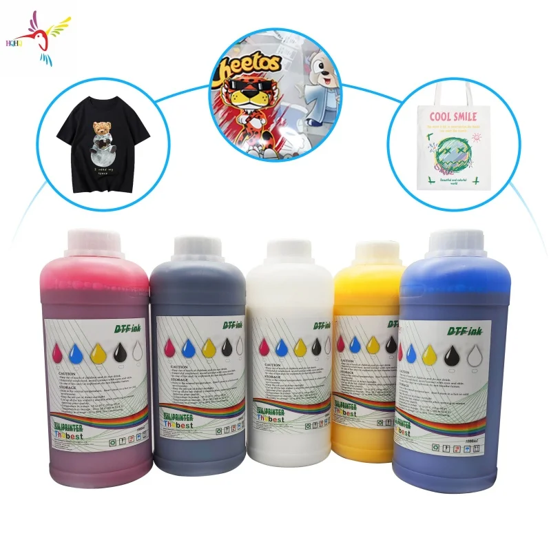 

New Date Water Base DTF Ink Set 1L for epson L805 XP600 DX7 CMYKW Printers Essential Supplies
