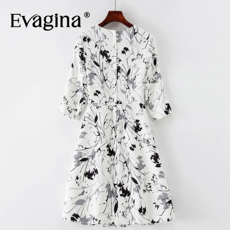 Evagina Fashion Ink wash Print Three Quarter Sleeve Dress Summer Commuter Office Work Short Dresses