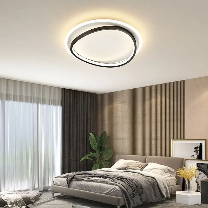 Moderno candeeiro de teto LED, Lustre para o quarto, Sala de jantar, Decoração do lar, Luminárias de interior, Preto e dourado