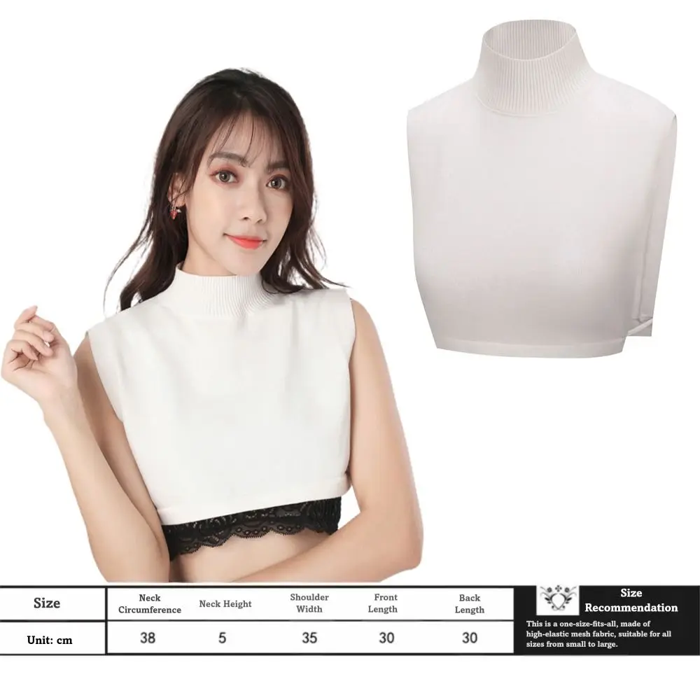 Elegant Winter Sweater False Collar Adjustable Half-Shirt Style Turtleneck Neckwear Solid Color Warm Stand Collar