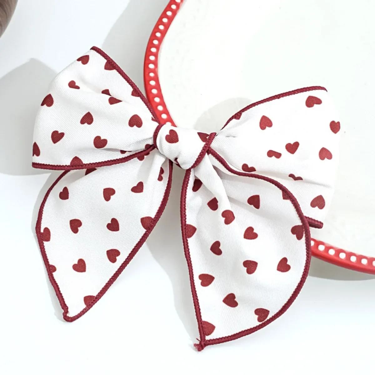 مشابك شعر على شكل فيونكة من القماش سلسلة حمراء |   إكسسوارات شعر الأطفال للعطلات |   دبابيس شعر للفتيات على شكل ذيل حصان للاستخدام اليومي والاحتفالي