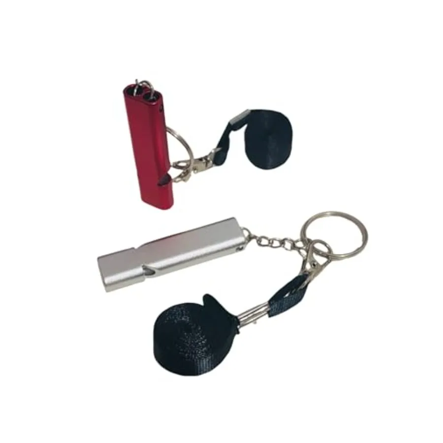 Noodfluit 2-pack veiligheids- en reddingsfluit met sleutelkoord, sleutelhanger, hooggetrokken dubbele buis, geschikt voor buitenwandelkamp