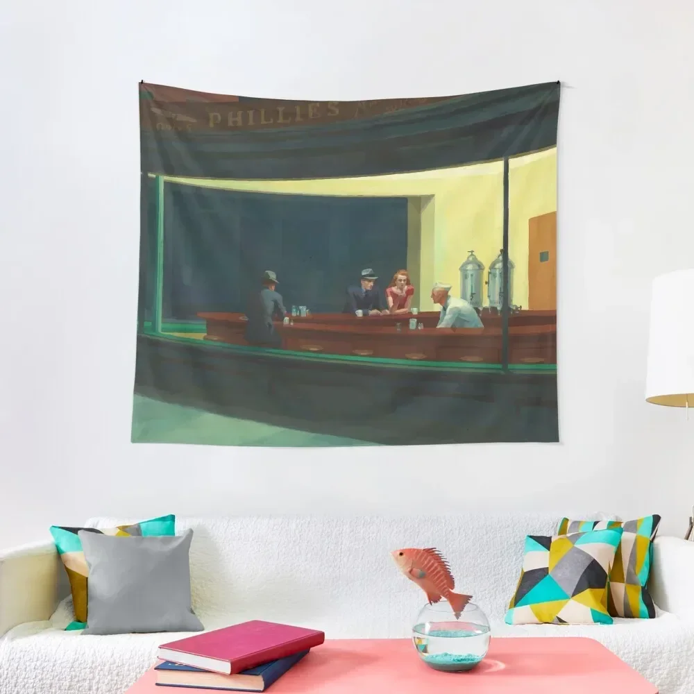 Nighthawks, Edward Hopper, Night Owl, Classic Painting Tapestry Decor For Bedroom Room Decoration Korean Style Tapestry