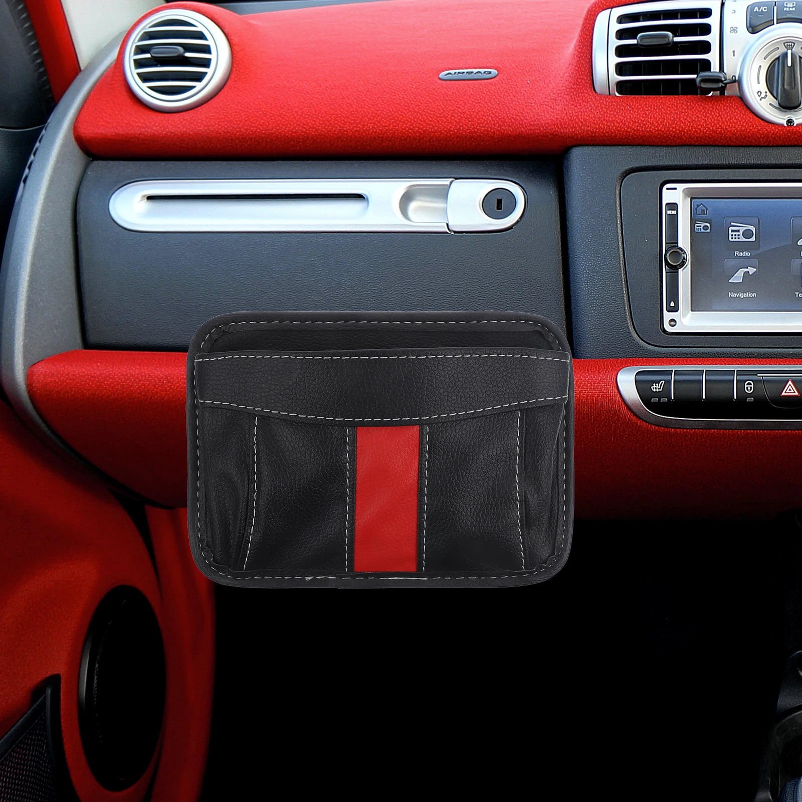 

Multifunctional Car Storage Bag PU Seat Organizer High Capacity Gap Pouch Easy Install No Damage Car Interior