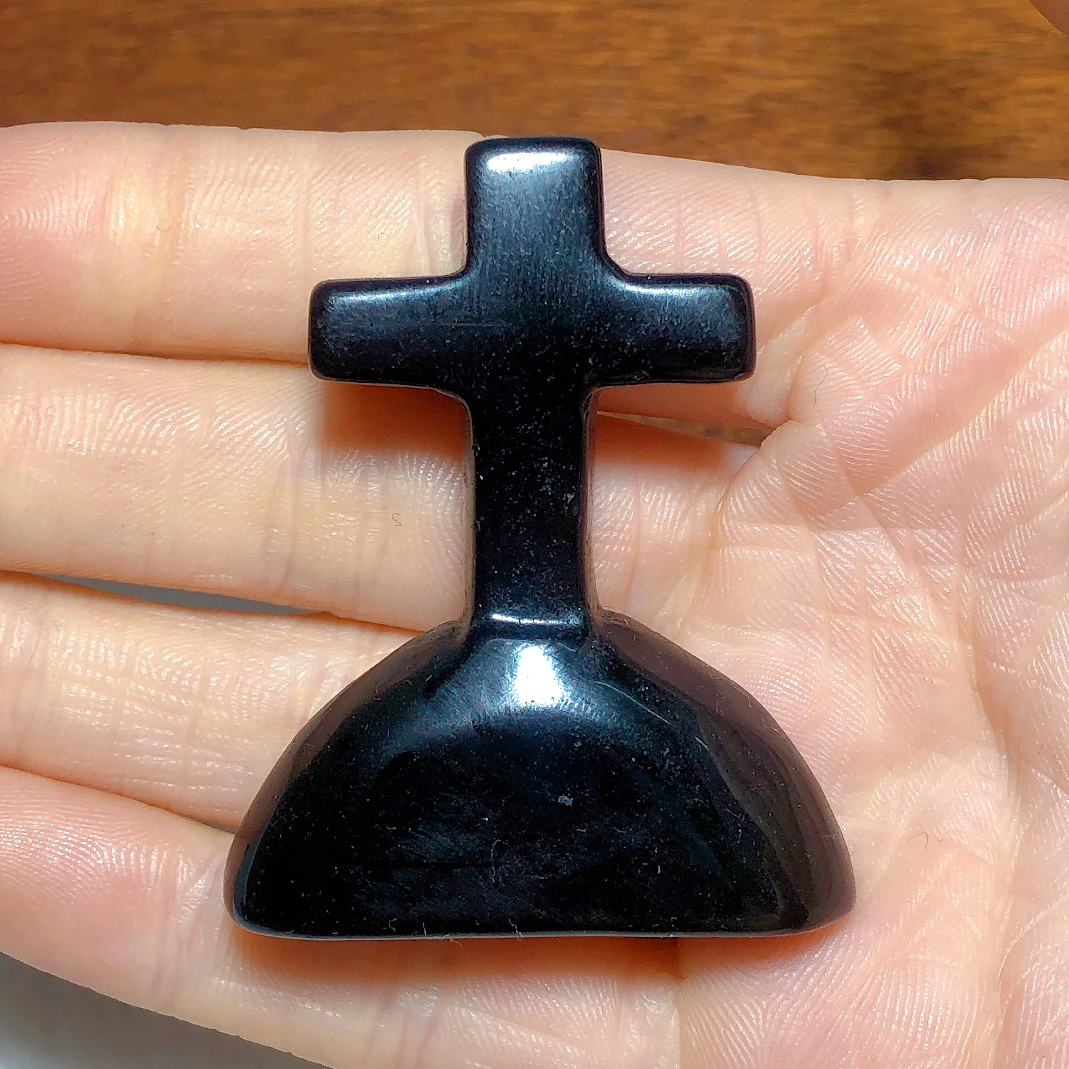 Natural Crystal Black Obsidian Taiji Stone Cross Grave Carving Gemstones Energy Reiki Witchcraft Halloween Decorations Gift