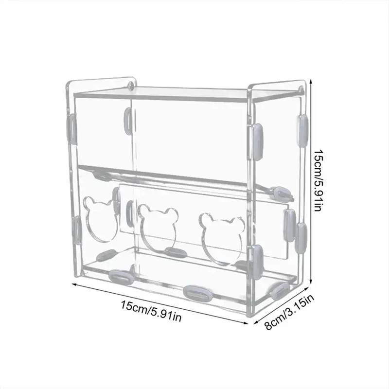 Scatola per mangiatoia per pappagalli Contenitore per alimentazione in acrilico Scatola per alimenti multiforo No-Mess Scatola trasparente per dispenser di cibo per uccelli per pappagalli