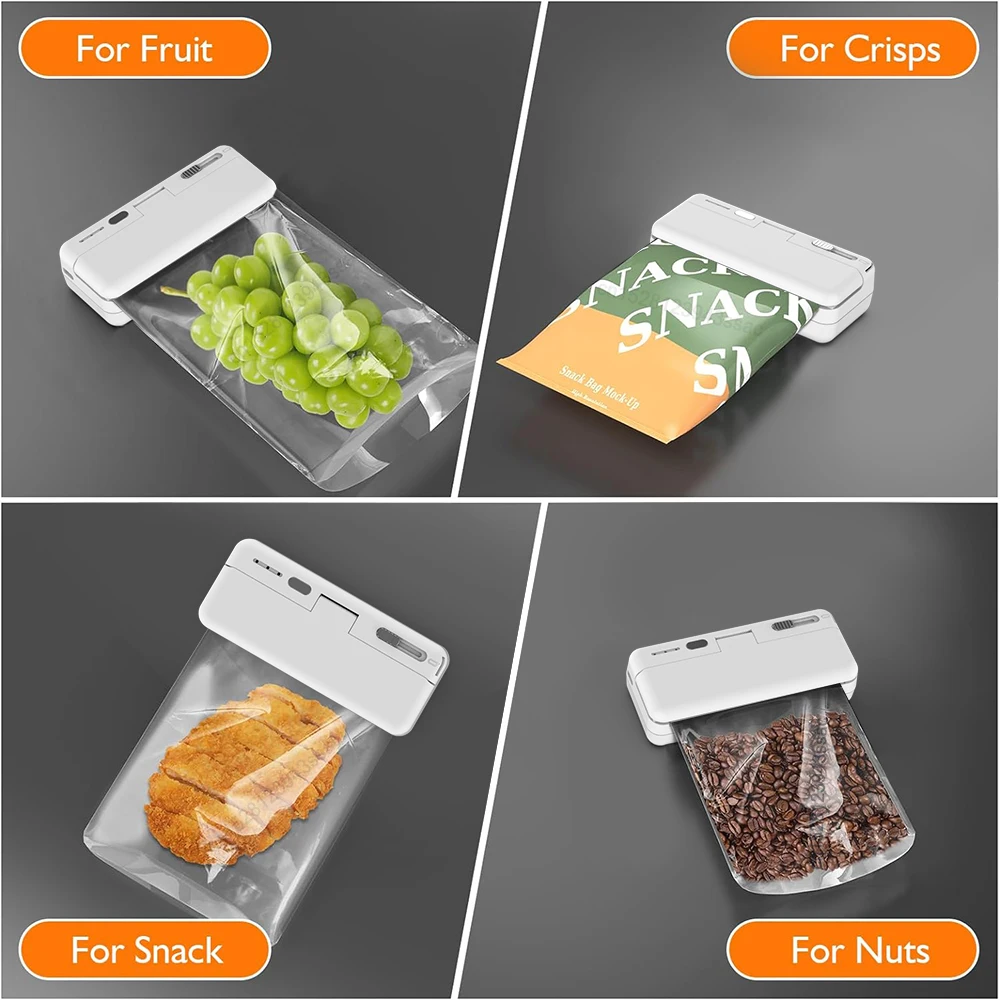 Mini Heat Bag Sealing Machine Plastic Package Sealer Bags Clip Bag Handheld Food Sealer Rechargable Food Packaging Heat Sealer