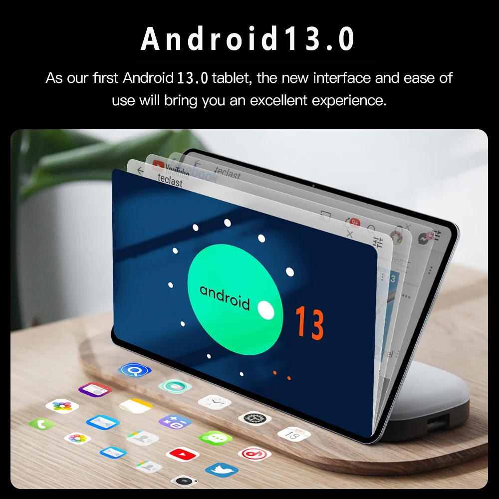 BDF Y7 Max Android 13 Tablet 10.1 Inch HD+ 90Hz Display TÜV Rheinland Octa Core Cpu 8GB RAM 256GB ROM 8000mAh 18W 4G LTE Tab