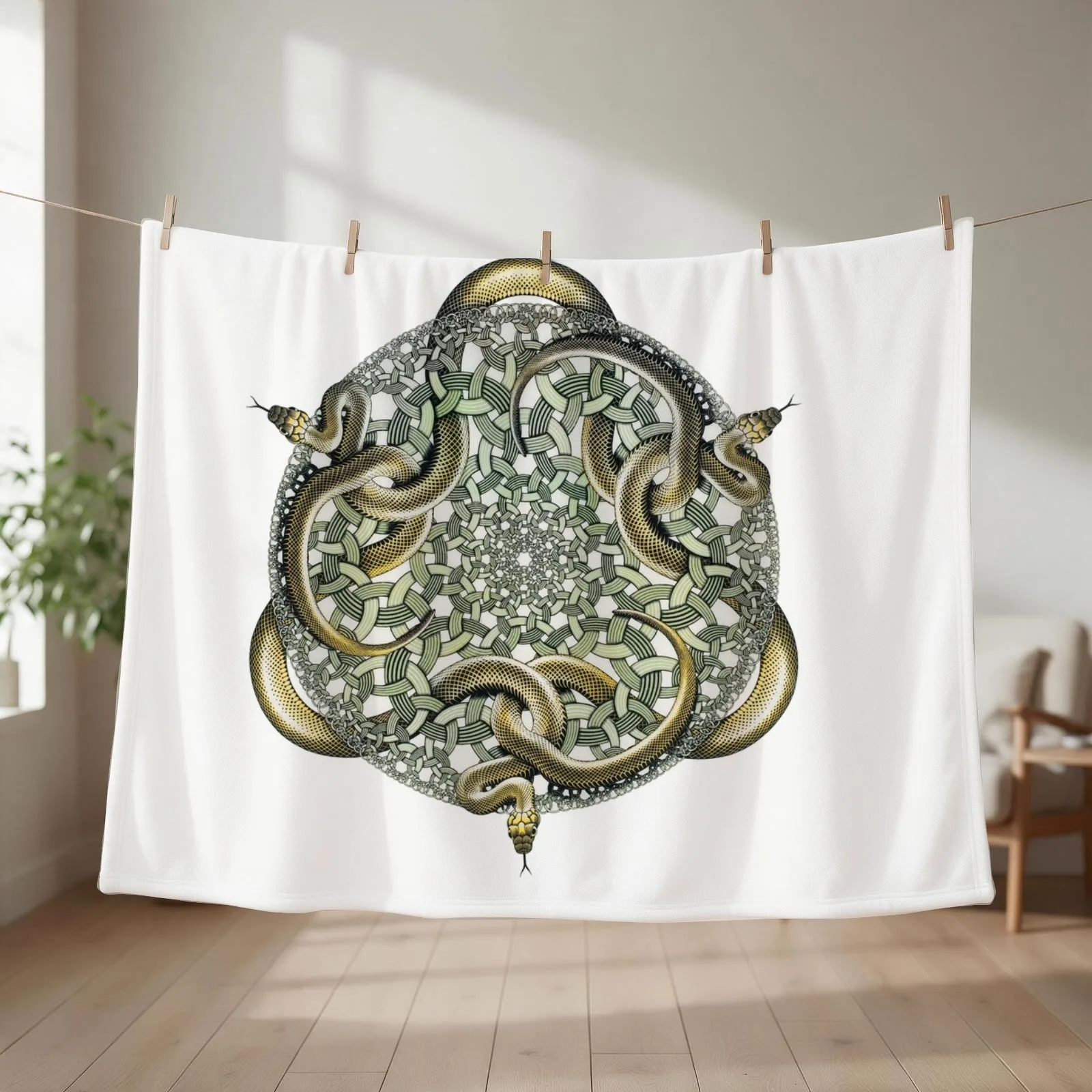 Escher Snakes Throw Blanket Decoratives Bed covers Soft Big Hairy Blankets