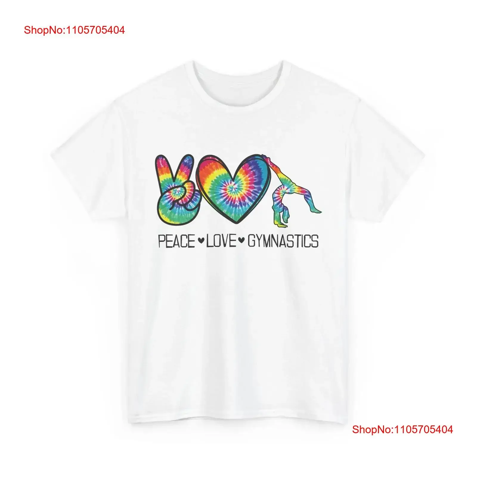 Gymnastics T Shirt Peace Love Gymnast Gymnastic Lovers Tie Dye long or short sleeves vintage Washed Versatile