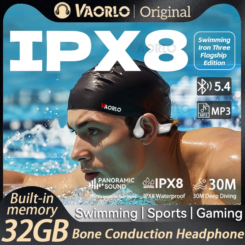 

X7 Open-Ear&In-Ear 2 IN 1 Bone Conduction Wireless Headphones IPX8 Swimming-Grade Waterproof Bluetooth 5.4+32GB MP3 Player HIFI